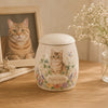 Custom cat portrait ceramic urn with hand painted personalized artwork